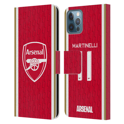 Arsenal FC 2023/24 Players Home Kit Gabriel Leather Book Wallet Case Cover For Apple iPhone 12 / iPhone 12 Pro