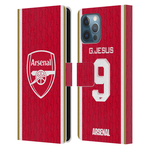 Arsenal FC 2023/24 Players Home Kit Gabriel Jesus Leather Book Wallet Case Cover For Apple iPhone 12 Pro Max