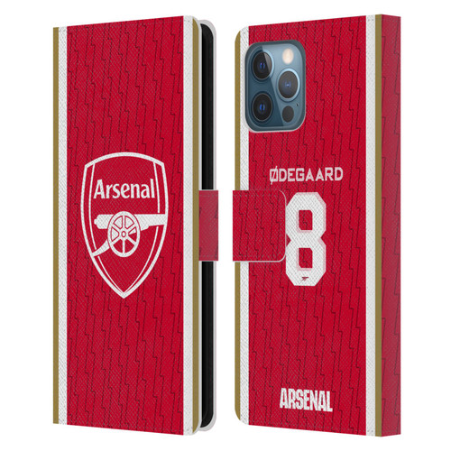 Arsenal FC 2023/24 Players Home Kit Martin Ødegaard Leather Book Wallet Case Cover For Apple iPhone 12 Pro Max