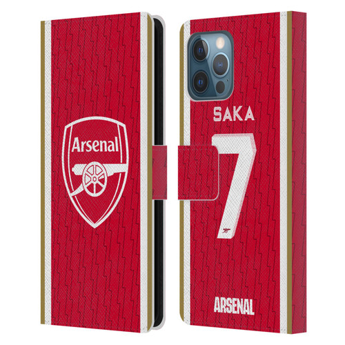 Arsenal FC 2023/24 Players Home Kit Bukayo Saka Leather Book Wallet Case Cover For Apple iPhone 12 Pro Max