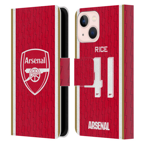 Arsenal FC 2023/24 Players Home Kit Declan Rice Leather Book Wallet Case Cover For Apple iPhone 13 Mini