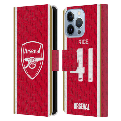 Arsenal FC 2023/24 Players Home Kit Declan Rice Leather Book Wallet Case Cover For Apple iPhone 13 Pro