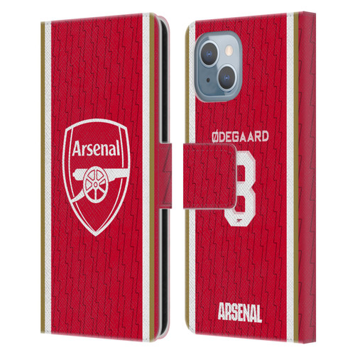 Arsenal FC 2023/24 Players Home Kit Martin Ødegaard Leather Book Wallet Case Cover For Apple iPhone 14