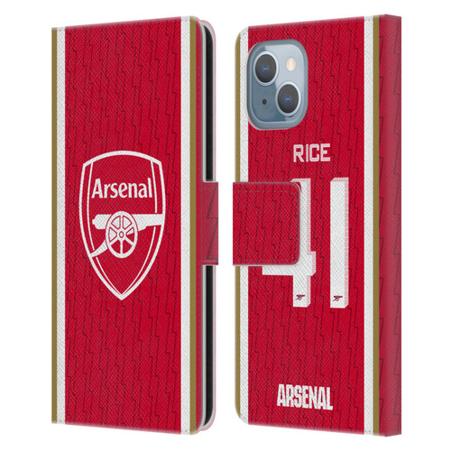 Arsenal FC 2023/24 Players Home Kit Declan Rice Leather Book Wallet Case Cover For Apple iPhone 14