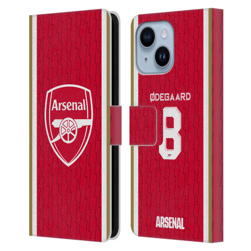 Arsenal FC 2023/24 Players Home Kit Martin Ødegaard Leather Book Wallet Case Cover For Apple iPhone 14 Plus