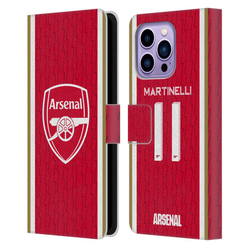 Arsenal FC 2023/24 Players Home Kit Gabriel Leather Book Wallet Case Cover For Apple iPhone 14 Pro Max