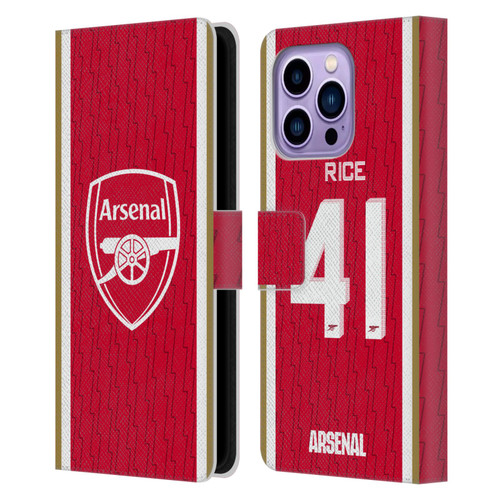 Arsenal FC 2023/24 Players Home Kit Declan Rice Leather Book Wallet Case Cover For Apple iPhone 14 Pro Max