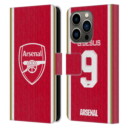 Arsenal FC 2023/24 Players Home Kit Gabriel Jesus Leather Book Wallet Case Cover For Apple iPhone 14 Pro