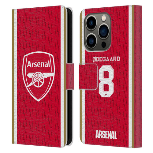 Arsenal FC 2023/24 Players Home Kit Martin Ødegaard Leather Book Wallet Case Cover For Apple iPhone 14 Pro