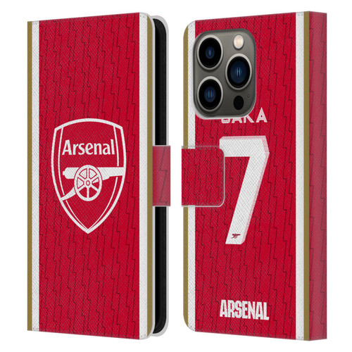 Arsenal FC 2023/24 Players Home Kit Bukayo Saka Leather Book Wallet Case Cover For Apple iPhone 14 Pro
