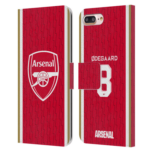 Arsenal FC 2023/24 Players Home Kit Martin Ødegaard Leather Book Wallet Case Cover For Apple iPhone 7 Plus / iPhone 8 Plus