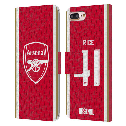 Arsenal FC 2023/24 Players Home Kit Declan Rice Leather Book Wallet Case Cover For Apple iPhone 7 Plus / iPhone 8 Plus