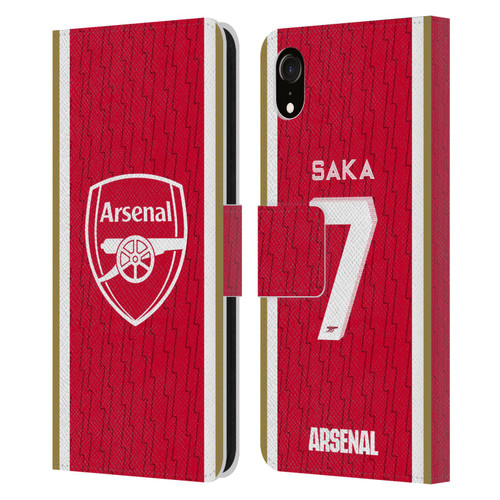 Arsenal FC 2023/24 Players Home Kit Bukayo Saka Leather Book Wallet Case Cover For Apple iPhone XR