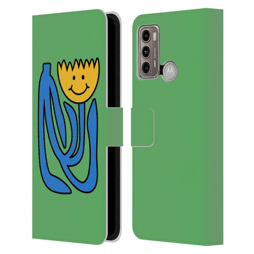 Ayeyokp Pop Flower Of Joy Green Leather Book Wallet Case Cover For Motorola Moto G60 / Moto G40 Fusion