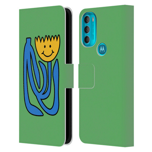 Ayeyokp Pop Flower Of Joy Green Leather Book Wallet Case Cover For Motorola Moto G71 5G