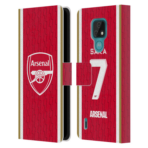 Arsenal FC 2023/24 Players Home Kit Bukayo Saka Leather Book Wallet Case Cover For Motorola Moto E7