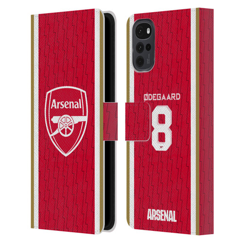 Arsenal FC 2023/24 Players Home Kit Martin Ødegaard Leather Book Wallet Case Cover For Motorola Moto G22