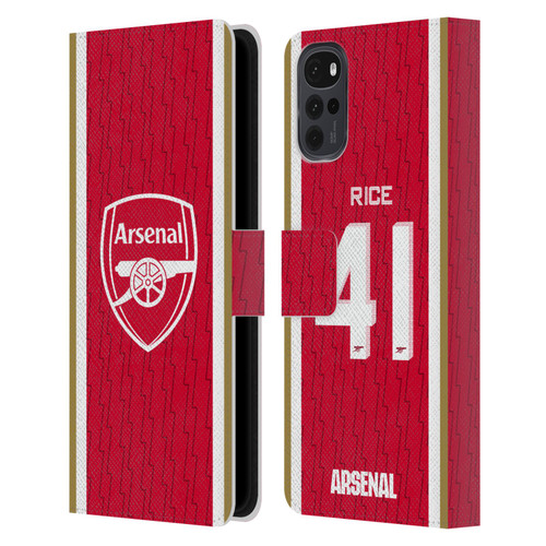 Arsenal FC 2023/24 Players Home Kit Declan Rice Leather Book Wallet Case Cover For Motorola Moto G22