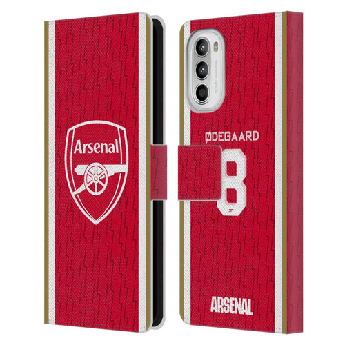 Arsenal FC 2023/24 Players Home Kit Martin Ødegaard Leather Book Wallet Case Cover For Motorola Moto G52