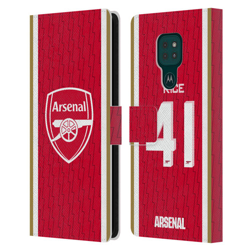 Arsenal FC 2023/24 Players Home Kit Declan Rice Leather Book Wallet Case Cover For Motorola Moto G9 Play