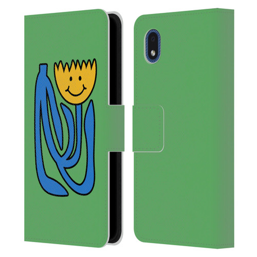 Ayeyokp Pop Flower Of Joy Green Leather Book Wallet Case Cover For Samsung Galaxy A01 Core (2020)