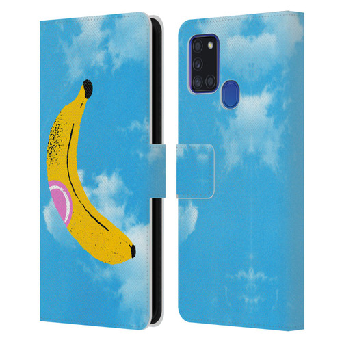 Ayeyokp Pop Banana Pop Art Sky Leather Book Wallet Case Cover For Samsung Galaxy A21s (2020)