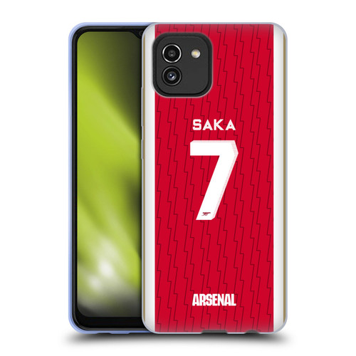 Arsenal FC 2023/24 Players Home Kit Bukayo Saka Soft Gel Case for Samsung Galaxy A03 (2021)