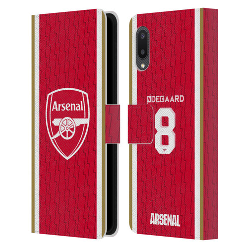 Arsenal FC 2023/24 Players Home Kit Martin Ødegaard Leather Book Wallet Case Cover For Samsung Galaxy A02/M02 (2021)