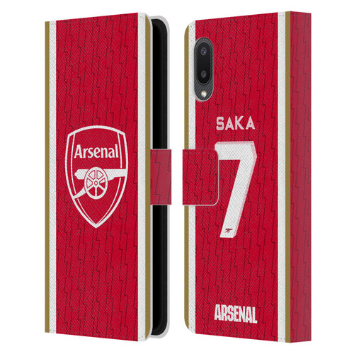 Arsenal FC 2023/24 Players Home Kit Bukayo Saka Leather Book Wallet Case Cover For Samsung Galaxy A02/M02 (2021)