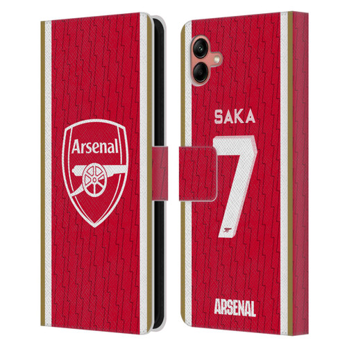 Arsenal FC 2023/24 Players Home Kit Bukayo Saka Leather Book Wallet Case Cover For Samsung Galaxy A04 (2022)