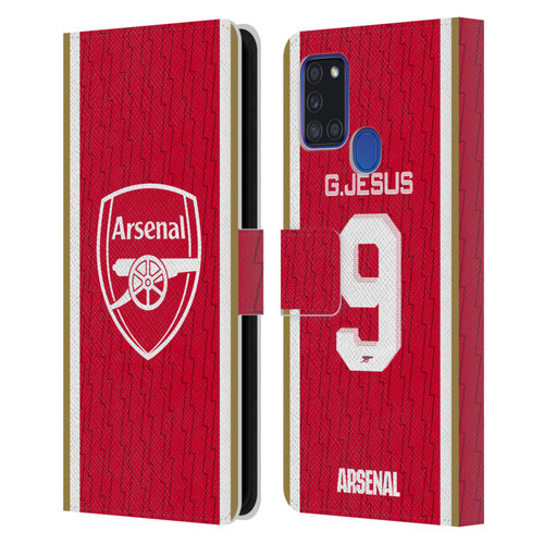 Arsenal FC 2023/24 Players Home Kit Gabriel Jesus Leather Book Wallet Case Cover For Samsung Galaxy A21s (2020)