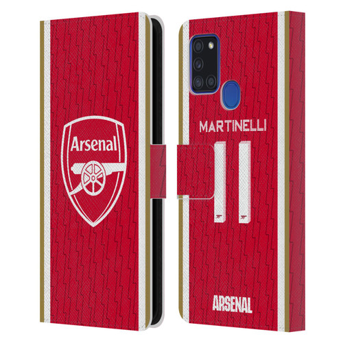 Arsenal FC 2023/24 Players Home Kit Gabriel Leather Book Wallet Case Cover For Samsung Galaxy A21s (2020)