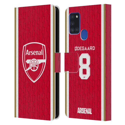 Arsenal FC 2023/24 Players Home Kit Martin Ødegaard Leather Book Wallet Case Cover For Samsung Galaxy A21s (2020)
