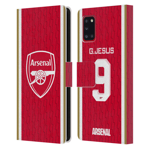 Arsenal FC 2023/24 Players Home Kit Gabriel Jesus Leather Book Wallet Case Cover For Samsung Galaxy A31 (2020)