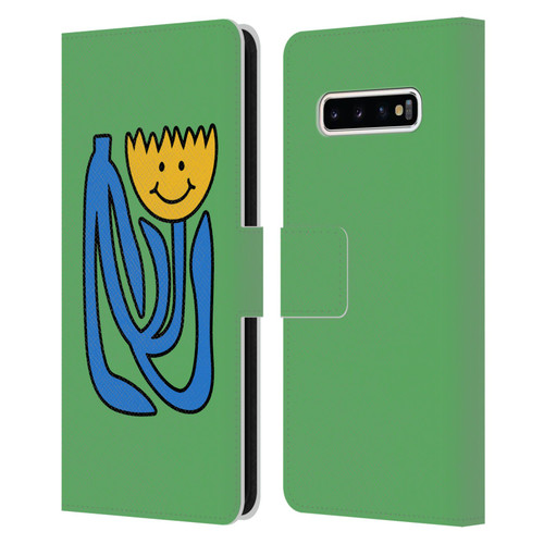 Ayeyokp Pop Flower Of Joy Green Leather Book Wallet Case Cover For Samsung Galaxy S10+ / S10 Plus