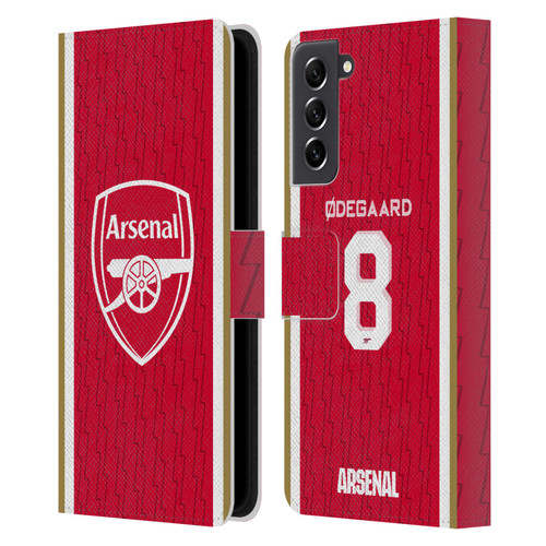 Arsenal FC 2023/24 Players Home Kit Martin Ødegaard Leather Book Wallet Case Cover For Samsung Galaxy S21 FE 5G