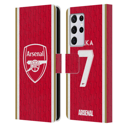 Arsenal FC 2023/24 Players Home Kit Bukayo Saka Leather Book Wallet Case Cover For Samsung Galaxy S21 Ultra 5G