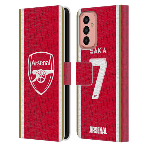 Arsenal FC 2023/24 Players Home Kit Bukayo Saka Leather Book Wallet Case Cover For Samsung Galaxy M13 (2022)