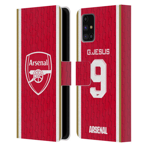 Arsenal FC 2023/24 Players Home Kit Gabriel Jesus Leather Book Wallet Case Cover For Samsung Galaxy M31s (2020)