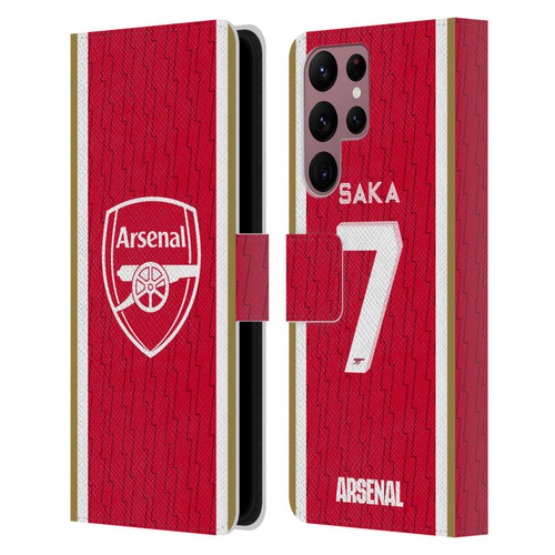 Arsenal FC 2023/24 Players Home Kit Bukayo Saka Leather Book Wallet Case Cover For Samsung Galaxy S22 Ultra 5G