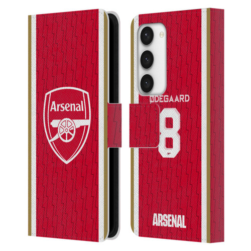 Arsenal FC 2023/24 Players Home Kit Martin Ødegaard Leather Book Wallet Case Cover For Samsung Galaxy S23 5G