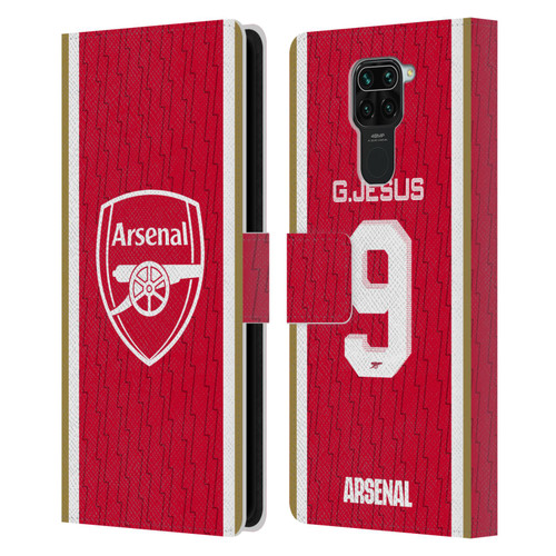 Arsenal FC 2023/24 Players Home Kit Gabriel Jesus Leather Book Wallet Case Cover For Xiaomi Redmi Note 9 / Redmi 10X 4G