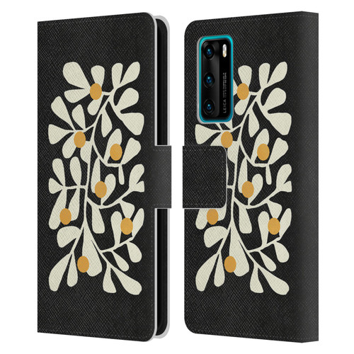 Ayeyokp Plant Pattern Summer Bloom Black Leather Book Wallet Case Cover For Huawei P40 5G