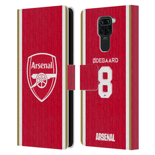 Arsenal FC 2023/24 Players Home Kit Martin Ødegaard Leather Book Wallet Case Cover For Xiaomi Redmi Note 9 / Redmi 10X 4G