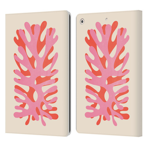 Ayeyokp Plant Pattern Two Coral Leather Book Wallet Case Cover For Apple iPad 10.2 2019/2020/2021