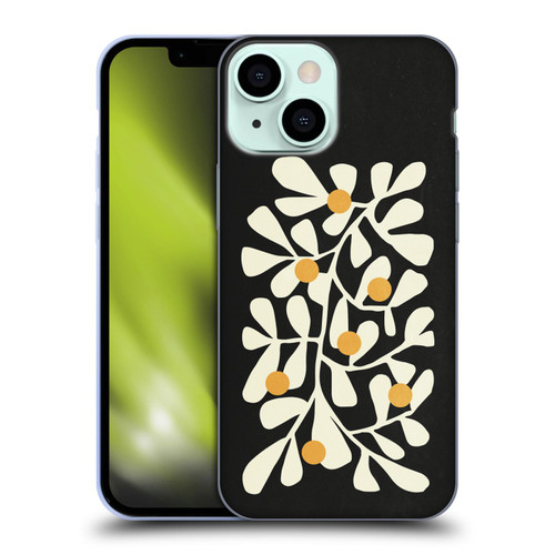 Ayeyokp Plant Pattern Summer Bloom Black Soft Gel Case for Apple iPhone 13 Mini