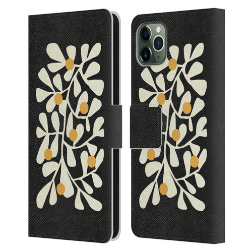Ayeyokp Plant Pattern Summer Bloom Black Leather Book Wallet Case Cover For Apple iPhone 11 Pro Max