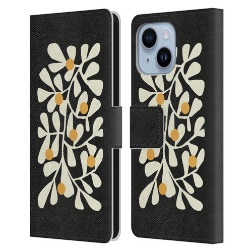 Ayeyokp Plant Pattern Summer Bloom Black Leather Book Wallet Case Cover For Apple iPhone 14 Plus
