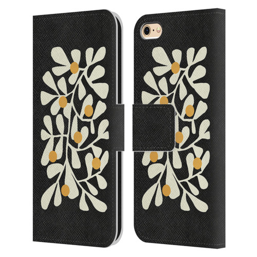 Ayeyokp Plant Pattern Summer Bloom Black Leather Book Wallet Case Cover For Apple iPhone 6 / iPhone 6s