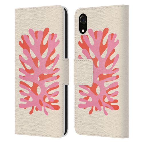 Ayeyokp Plant Pattern Two Coral Leather Book Wallet Case Cover For Apple iPhone XR